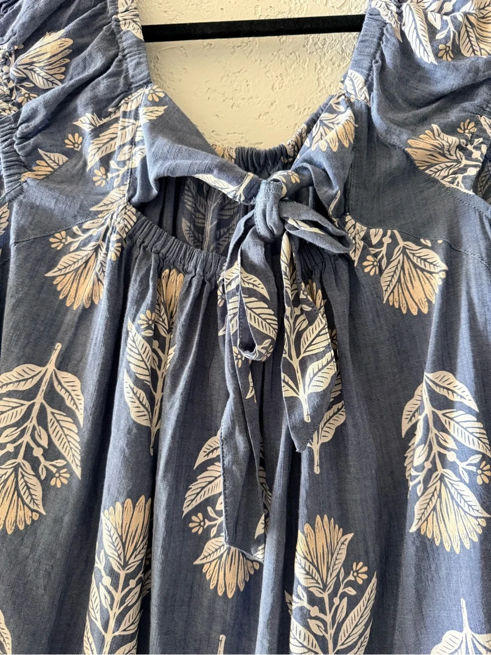 OLD NAVY Puff Sleeve Cutout Tie-Back Resort Swing Blouse Square Neckline Sz XL
